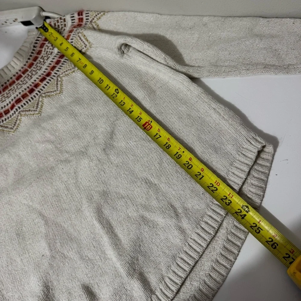 LOFT Ann Taylor cottagecore Beige Sweater with Multicolor Pattern